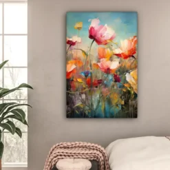 Canvas Schilderij 80x120 cm Bloemen - Watercolor - Kunst - Botanisch - Natuur