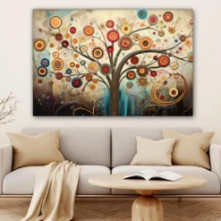 Canvas Schilderij 120x80 cm Boom - Tree of life - Kleur