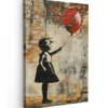 Canvas Schilderij 80x120 cm Graffiti - Banksy - Meisje - Street art