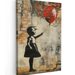 Canvas Schilderij 80x120 cm Graffiti - Banksy - Meisje - Street art