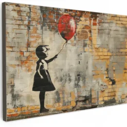 Canvas Schilderij 120x80 cm Graffiti - Banksy - Meisje - Street art