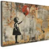 Canvas Schilderij 60x40 cm Graffiti - Banksy - Meisje - Street art