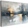 Canvas Schilderij 90x60 cm Kunst - Grijs - Goud - Abstract
