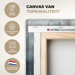 Canvas Schilderij 90x60 cm Kunst - Grijs - Goud - Abstract
