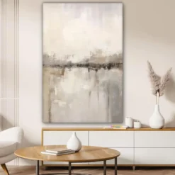 Canvas Schilderij 80x120 cm Moderne kunst - Abstract - Beige
