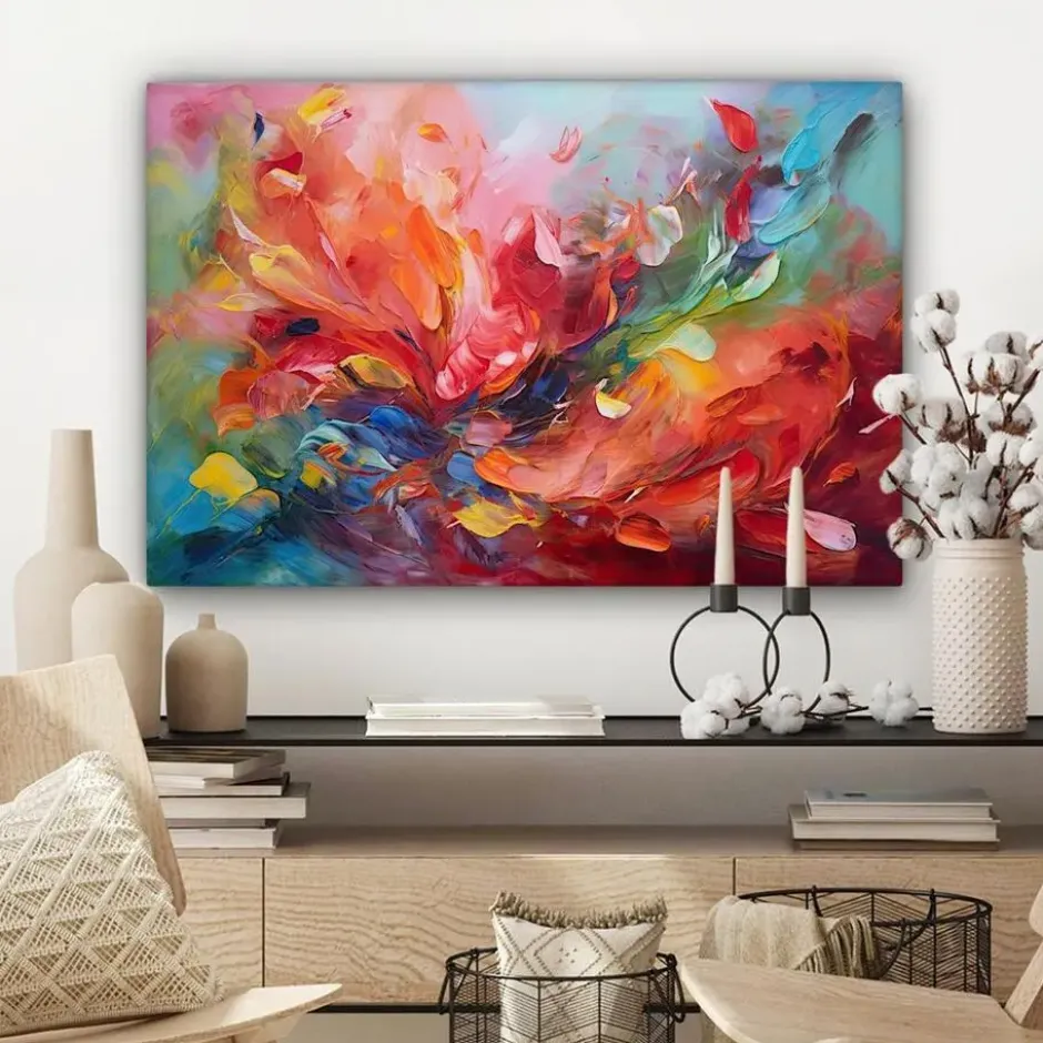 Canvas Schilderij 60x40 cm Olieverf - Kunst - Abstract - Kleurrijk