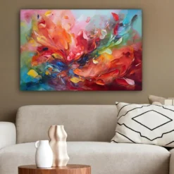 Canvas Schilderij 60x40 cm Olieverf - Kunst - Abstract - Kleurrijk