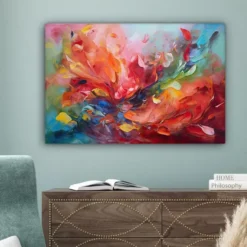 Canvas Schilderij 60x40 cm Olieverf - Kunst - Abstract - Kleurrijk