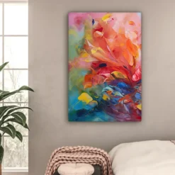 Canvas Schilderij 80x120 cm Olieverf - Kunst - Abstract - Kleurrijk