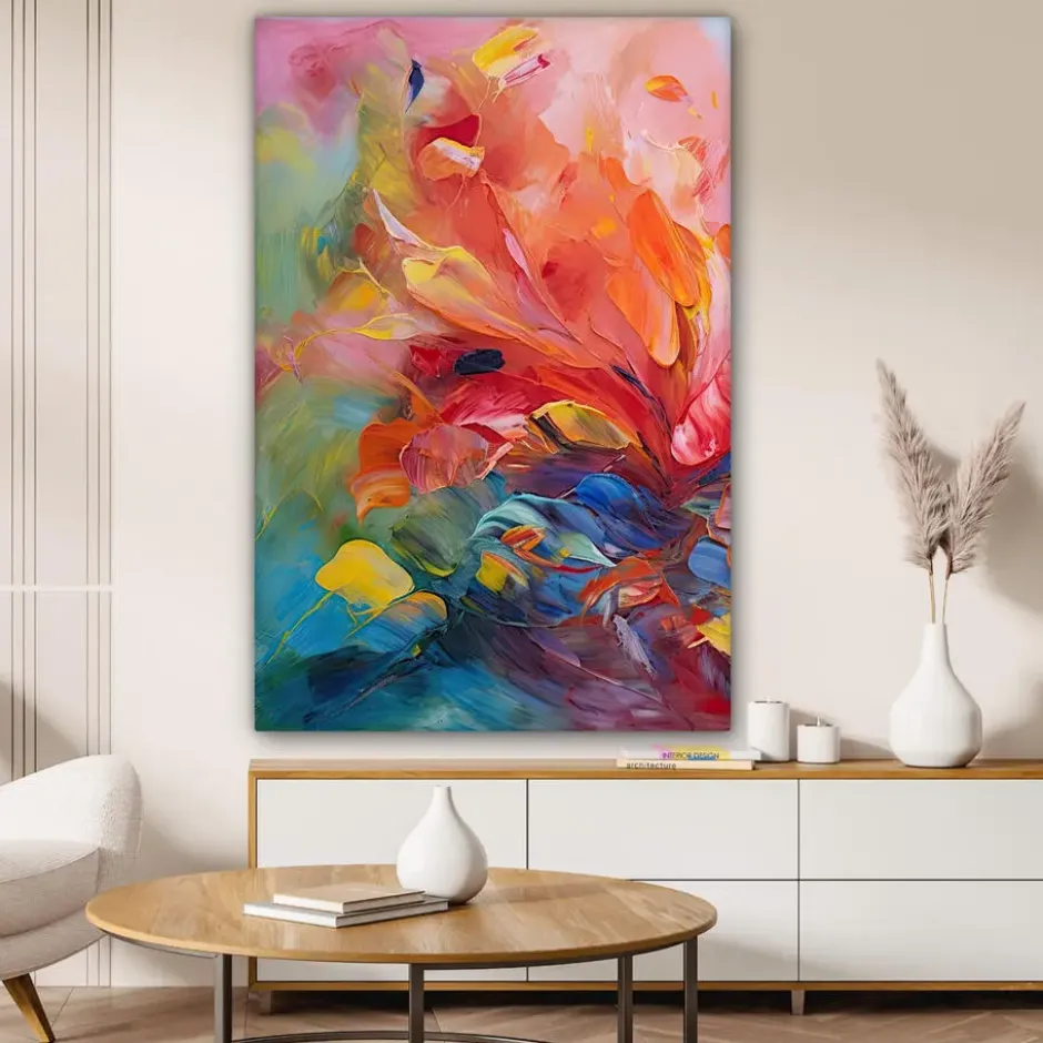 Canvas Schilderij 80x120 cm Olieverf - Kunst - Abstract - Kleurrijk