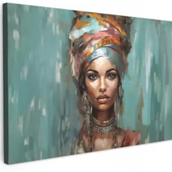Canvas Schilderij 120x80 cm Vrouw - Kunst - Sieraden - Portret