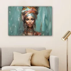 Canvas Schilderij 60x40 cm Vrouw - Kunst - Sieraden - Portret