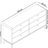 Cassie - Commode van 3+3 laden in witte spaanplaat