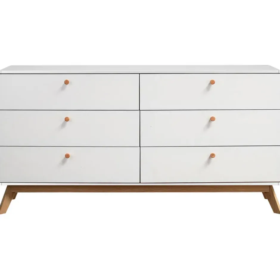 Cassie - Commode van 3+3 laden in witte spaanplaat