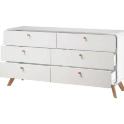 Cassie - Commode van 3+3 laden in witte spaanplaat