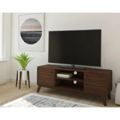 Cassie - TV-meubel met 2 deuren van walnotenhoutspaanplaat