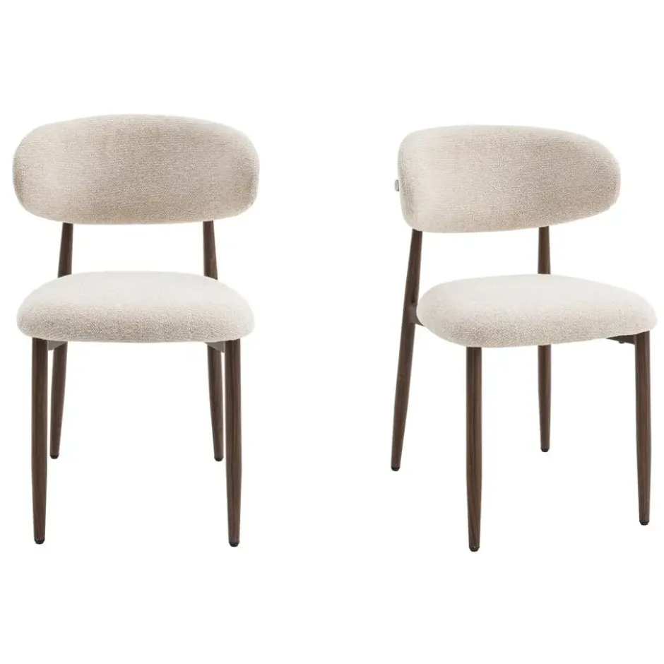 Celia Eetkamerstoelen Set van 2 - Beige Walnoot