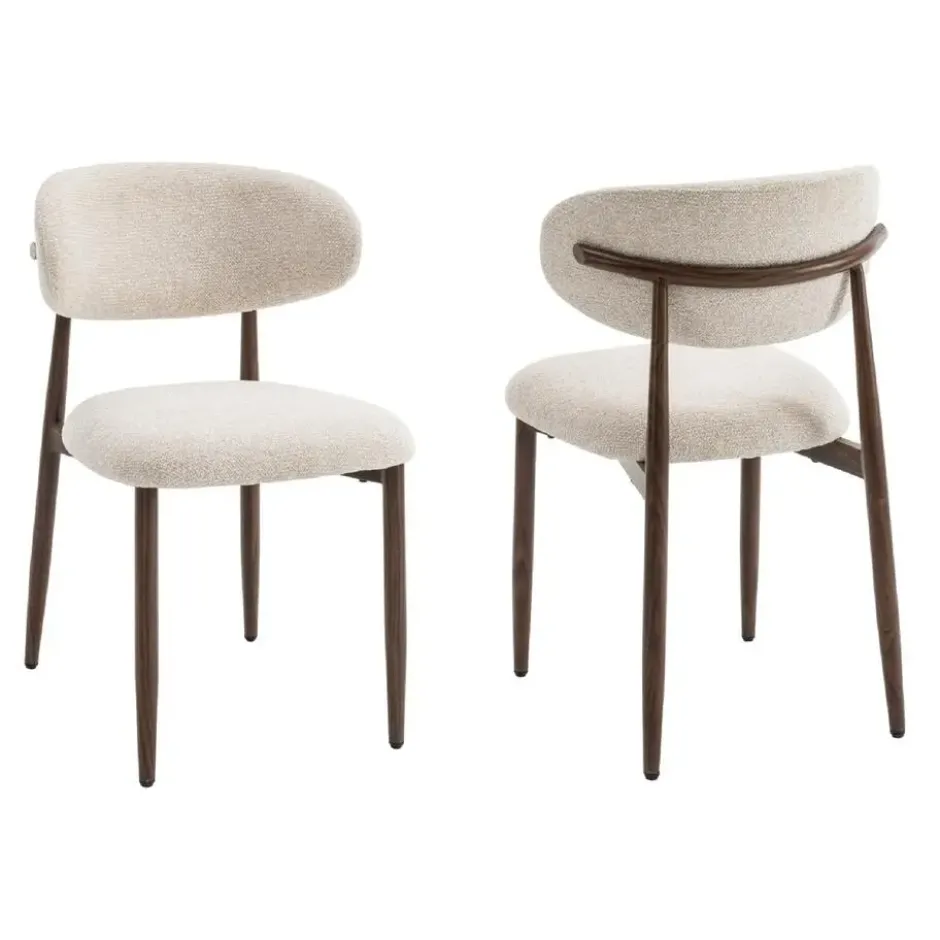 Celia Eetkamerstoelen Set van 2 - Beige Walnoot