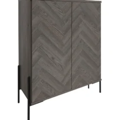 Charlene‑Buffetkast met 2 deuren, fishbone‑patroon, whiteoak look
