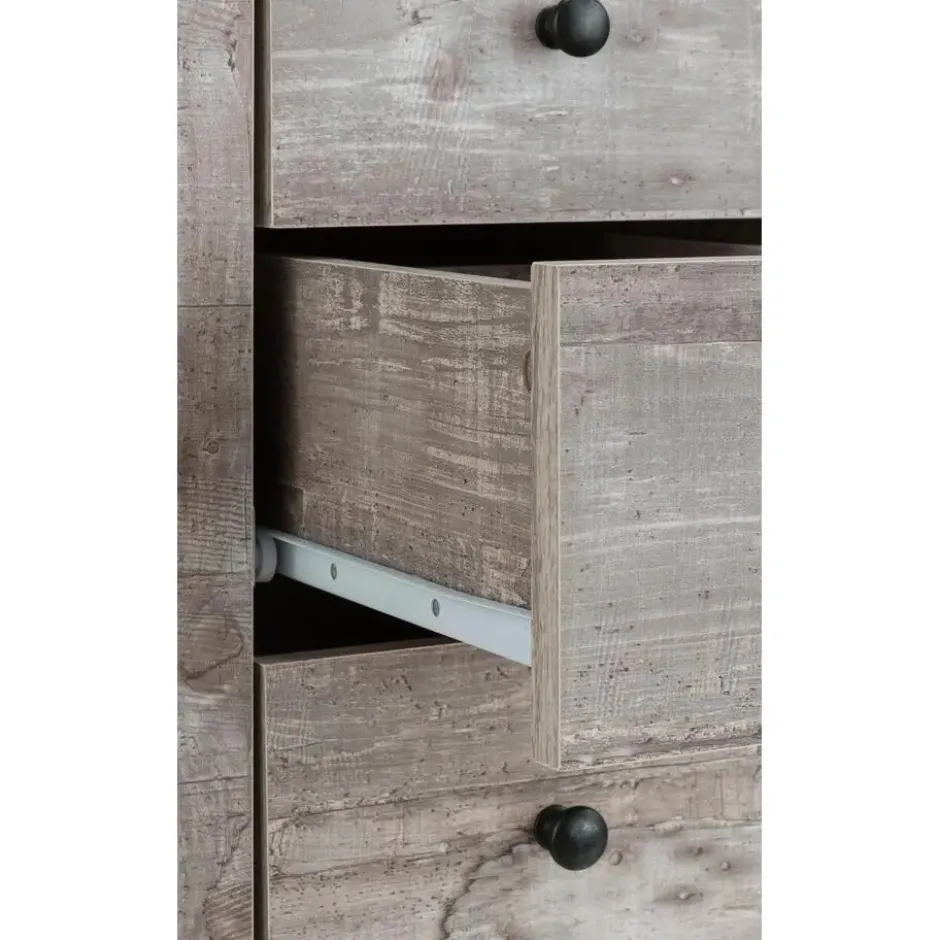 Chris - Onderkast 3 laden 1 deur beton/zwarte spaanplaat 60 cm