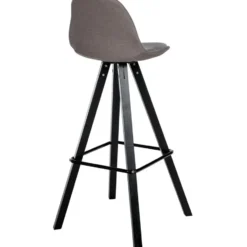 CLP Barkruk Corbin zwart Frame - Stof - taupe
