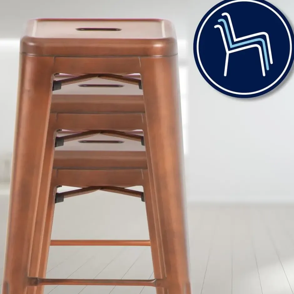 CLP Barkruk Joshua natura Frame - Metaal - koper