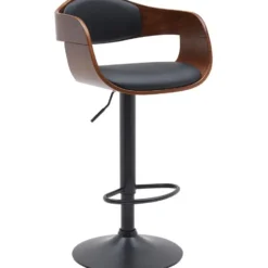 CLP Barkruk Kingston mat zwart Frame - Kunstleer - walnoot/zwart