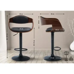 CLP Barkruk Kingston mat zwart Frame - Kunstleer - walnoot/zwart