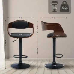 CLP Barkruk Kingston mat zwart Frame - Kunstleer - walnoot/zwart