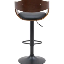 CLP Barkruk Kingston mat zwart Frame - Kunstleer - walnoot/zwart