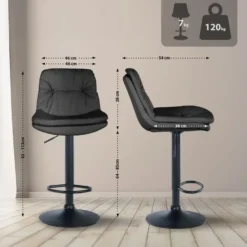 CLP Barkruk Laurel zwart Frame - Kunstleer - zwart