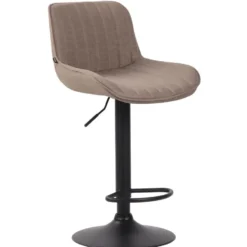 CLP Barkruk Lentini zwart Frame - Stof - taupe