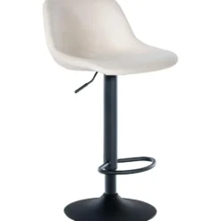 CLP Barkruk Loft zwart Frame - Fluweel - creme