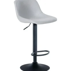 CLP Barkruk Loft zwart Frame - Kunstleer - grijs