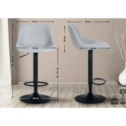 CLP Barkruk Loft zwart Frame - Kunstleer - grijs