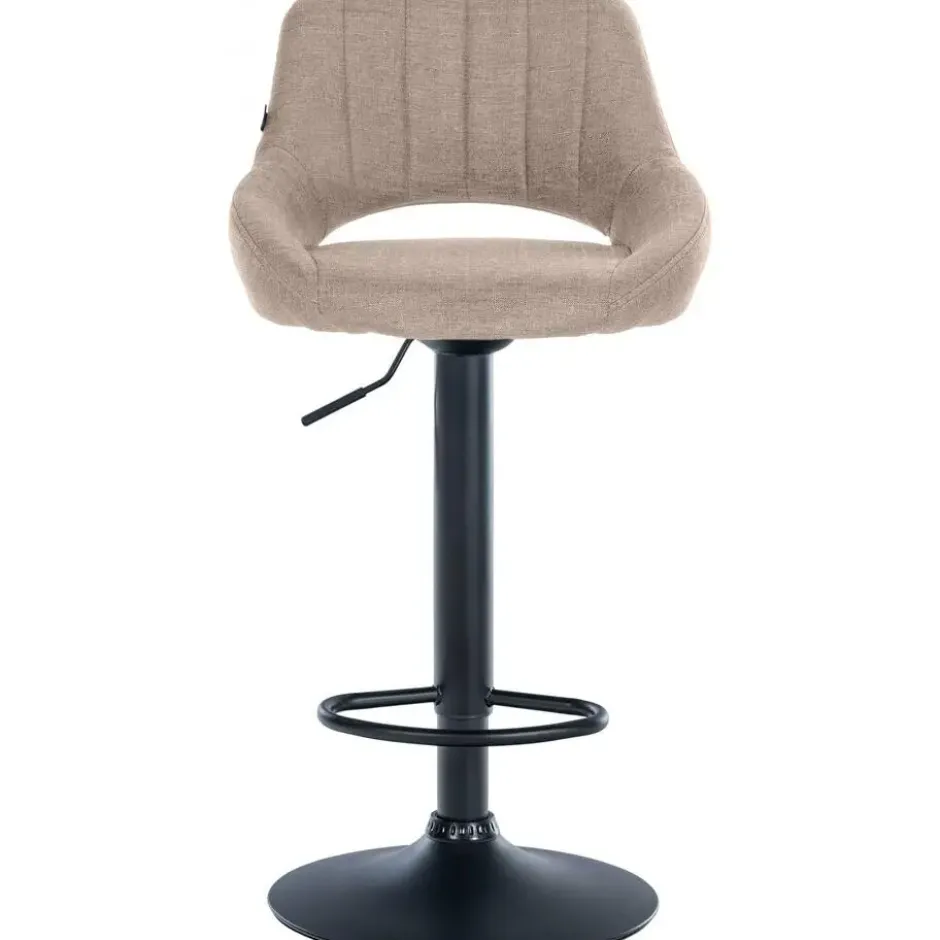 CLP Barkruk Milet zwart Frame - Stof - taupe