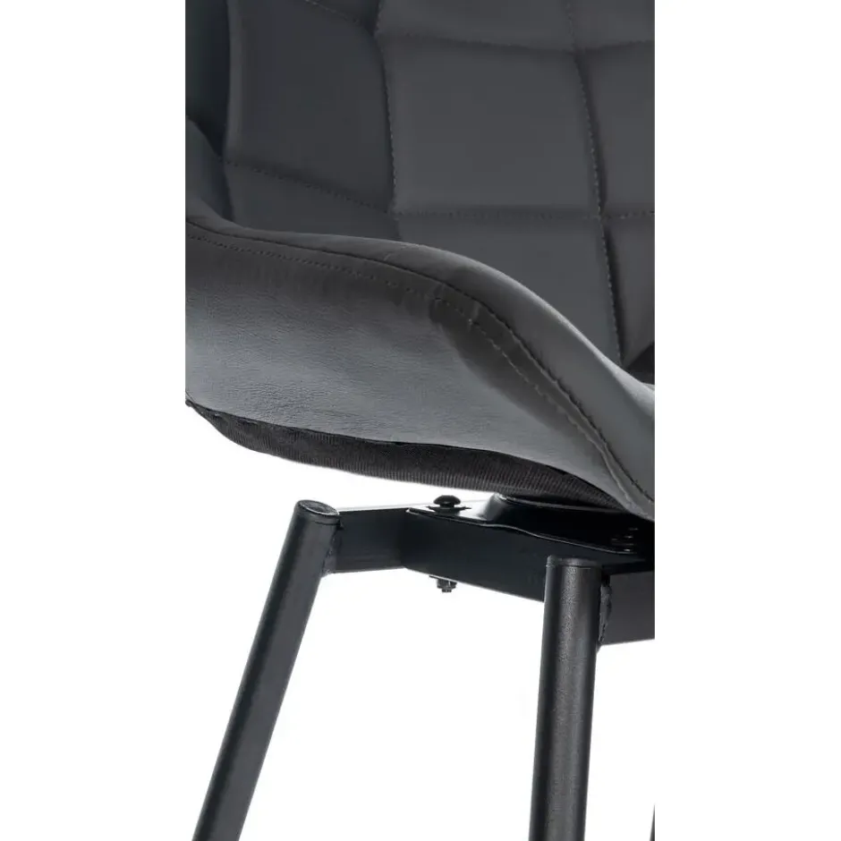 CLP Barkruk Weston zwart Frame - Kunstleer - grijs