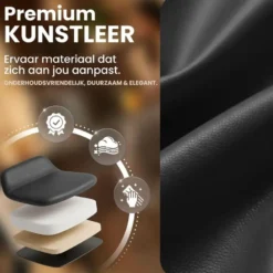CLP Barkruk Weston zwart Frame - Kunstleer - grijs