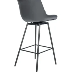 CLP Barkruk Weston zwart Frame - Kunstleer - grijs