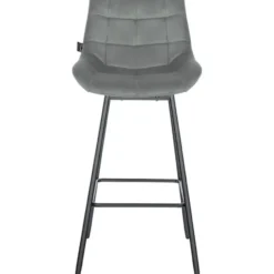 CLP Barkruk Weston zwart Frame - Fluweel - grijs