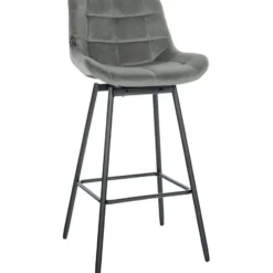 CLP Barkruk Weston zwart Frame - Fluweel - grijs