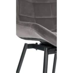 CLP Barkruk Weston zwart Frame - Fluweel - grijs