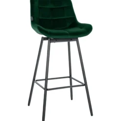 CLP Barkruk Weston zwart Frame - Fluweel - donkergroen