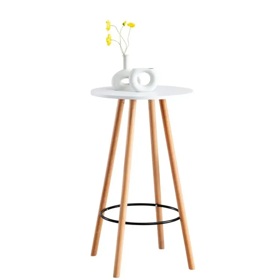 CLP Bartafel Mijas natura (ronde) Frame - Hout - wit