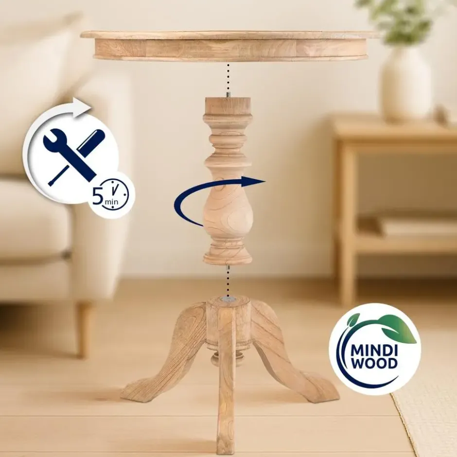 CLP Bijzettafel Wiva bruin Frame - Hout - natura