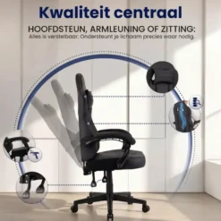 CLP Bureaustoel Collins zwart Frame - Kunstleer - zwart