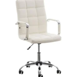 CLP Bureaustoel Deli V2 chroom Frame - Kunstleer - wit