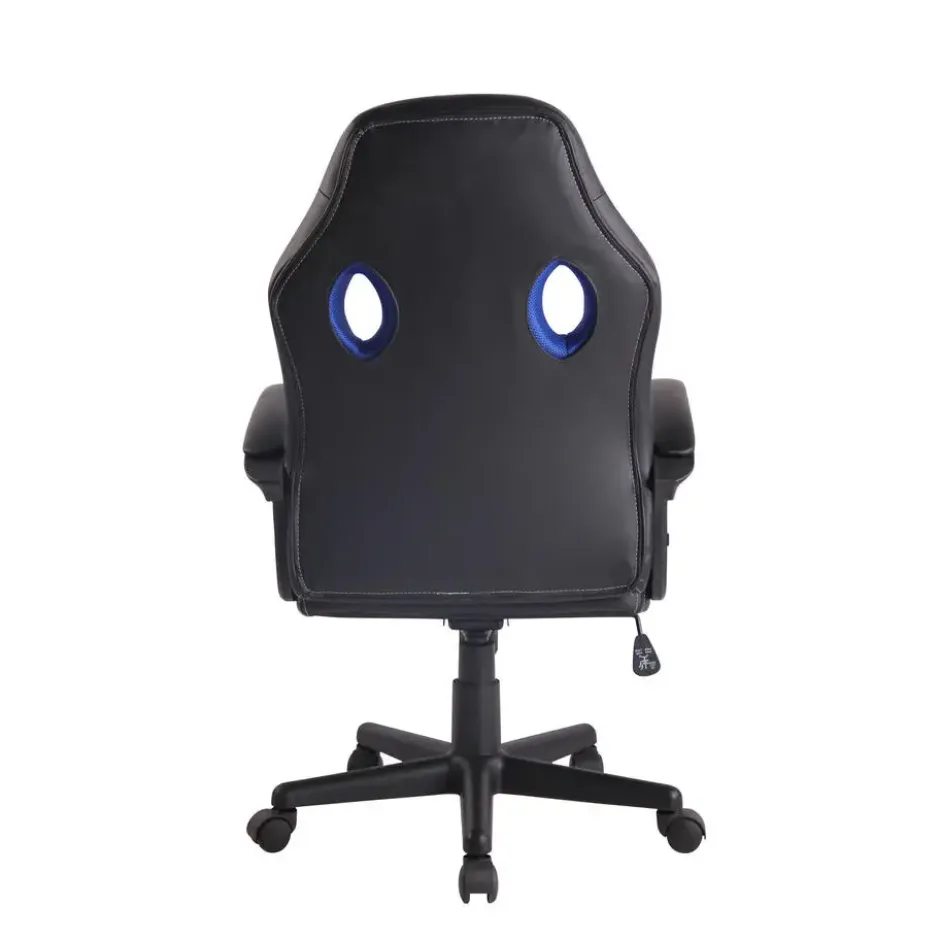 CLP Bureaustoel Elbing zwart Frame - Kunstleer - zwart/blauw