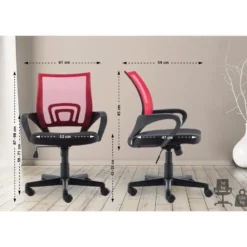 CLP Bureaustoel Genius zwart Frame - Kunstleer - rood