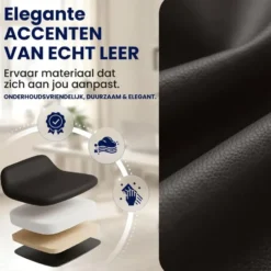 CLP Bureaustoel Keren zwart Frame - Echt leer - bruin
